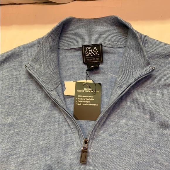 Jos. A. Bank Other - Luxury Jos A Bank Traveler Merino Wool 1/4-Zip Sweater Blue Tailored Fit NWT